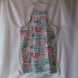 Vintage Christmas Holiday Apron Cherubs Instruments Peace Noel Joy Cotton